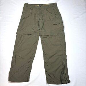 Mountain Khaki Green Nylon Convertible Pants Outdoor Hkiking Fishing Men 38x31